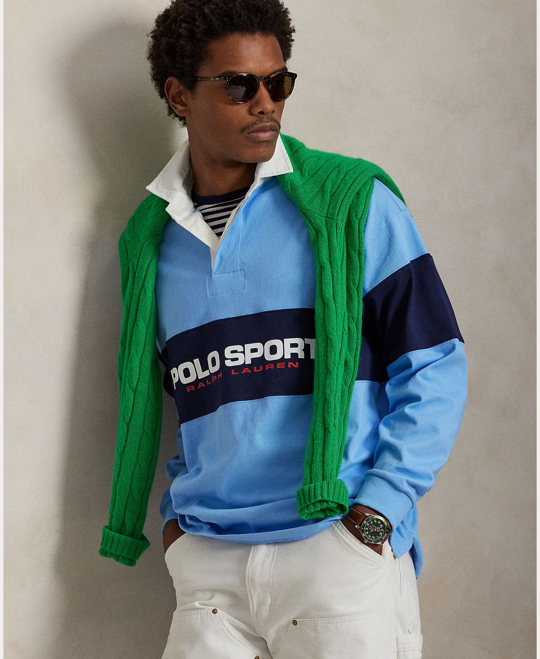 T-shirt de Rugby de Algodão Polo Sport Azul-4