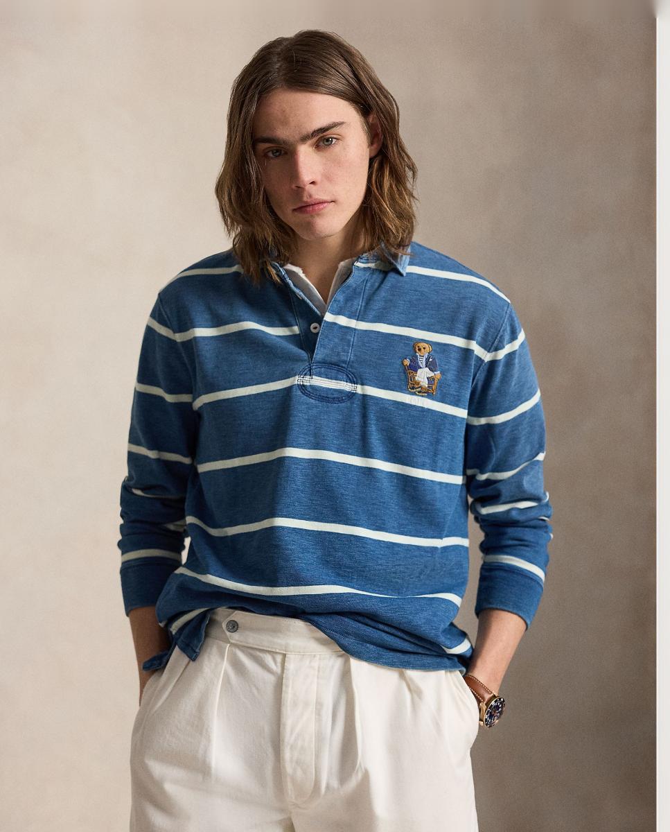 Polo Ralph Lauren - Polo de hombre de rugby de rayas con Polo Bear.
