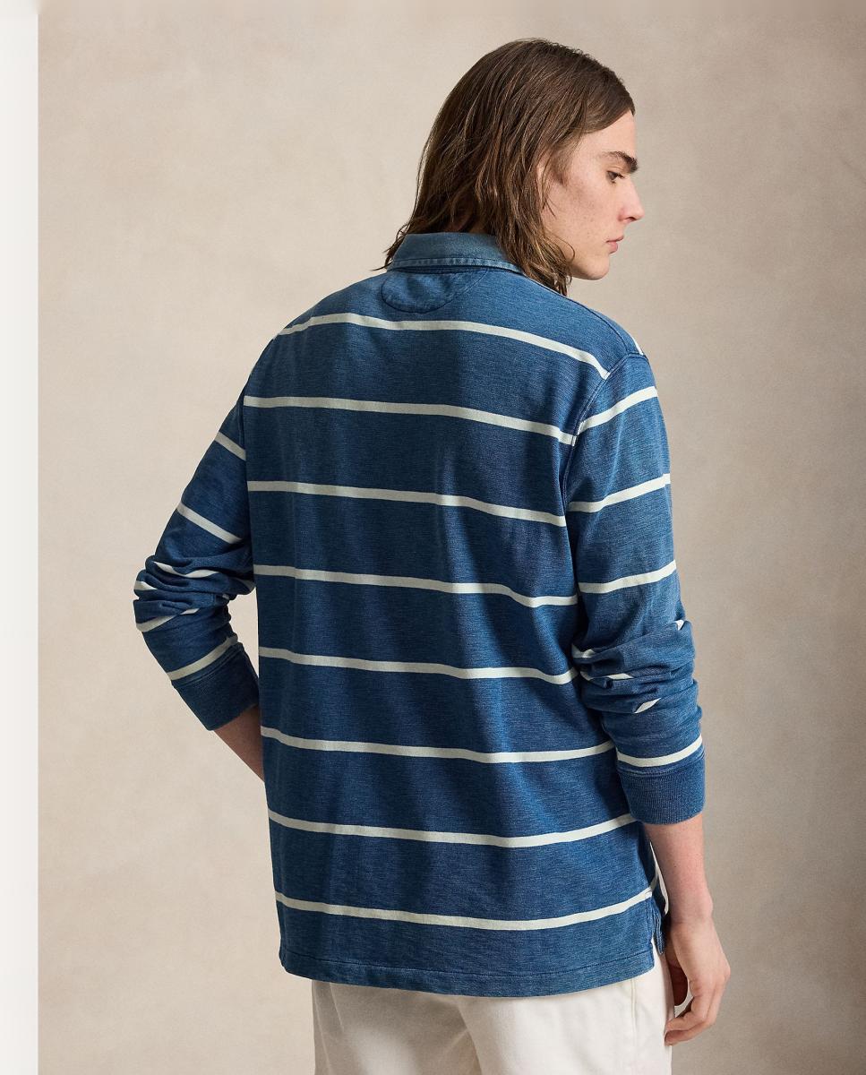 Polo de Rugby às Riscas com Polo Bear Azul-índigo-3