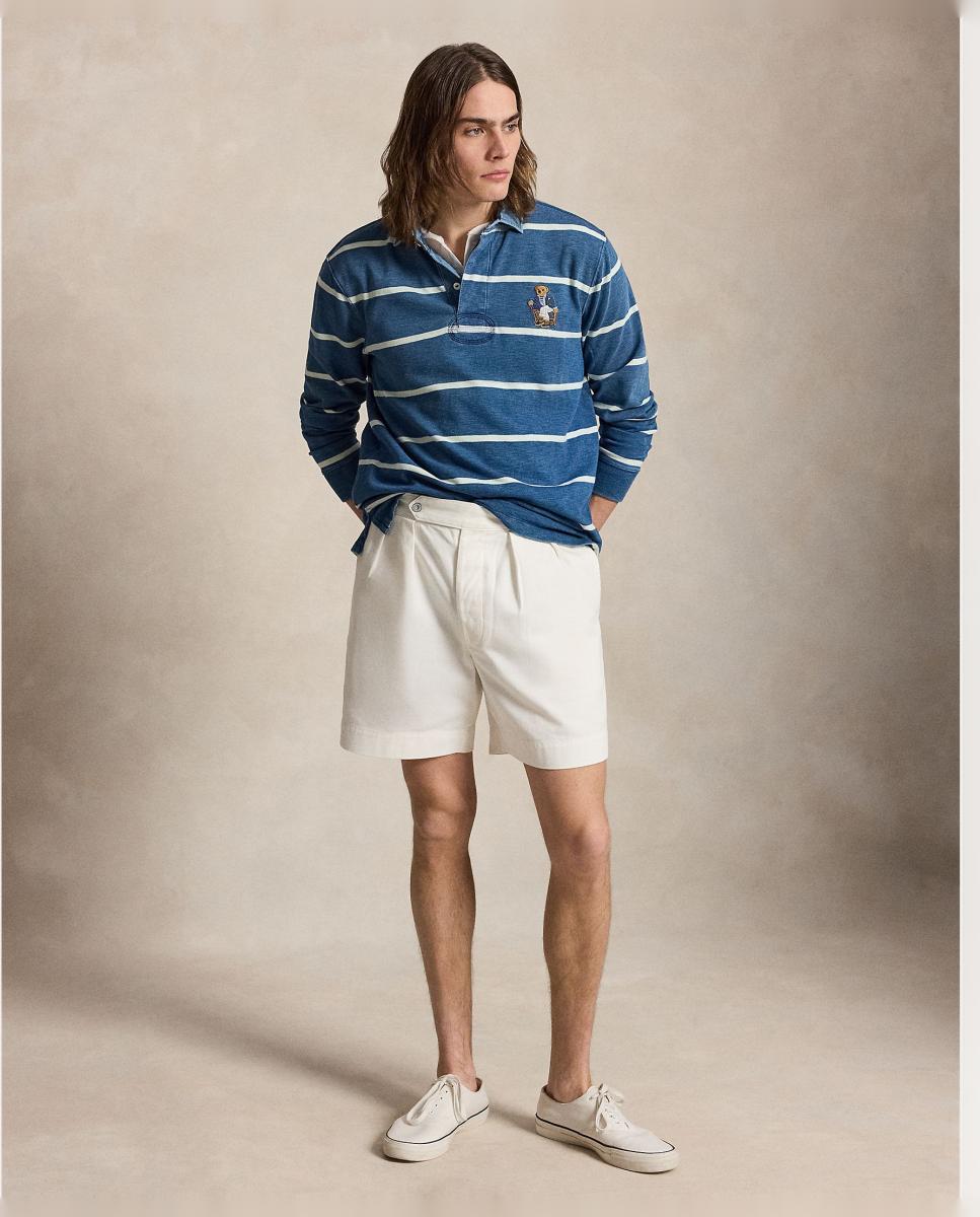 Polo de Rugby às Riscas com Polo Bear Azul-índigo-6