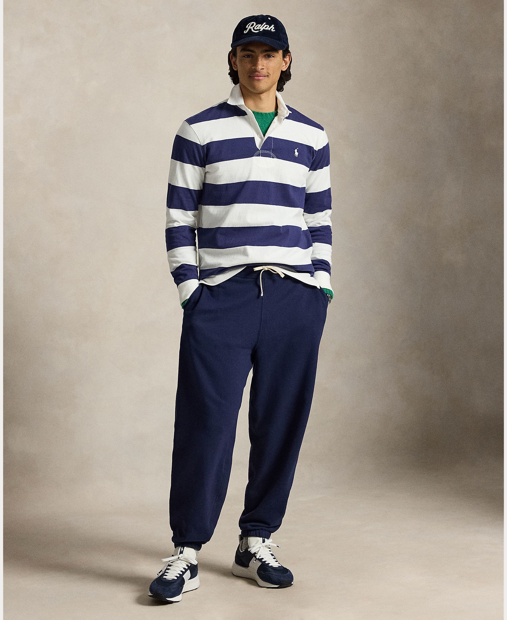 Polo de Rugby de Algodão às Riscas Azul-marinho-6