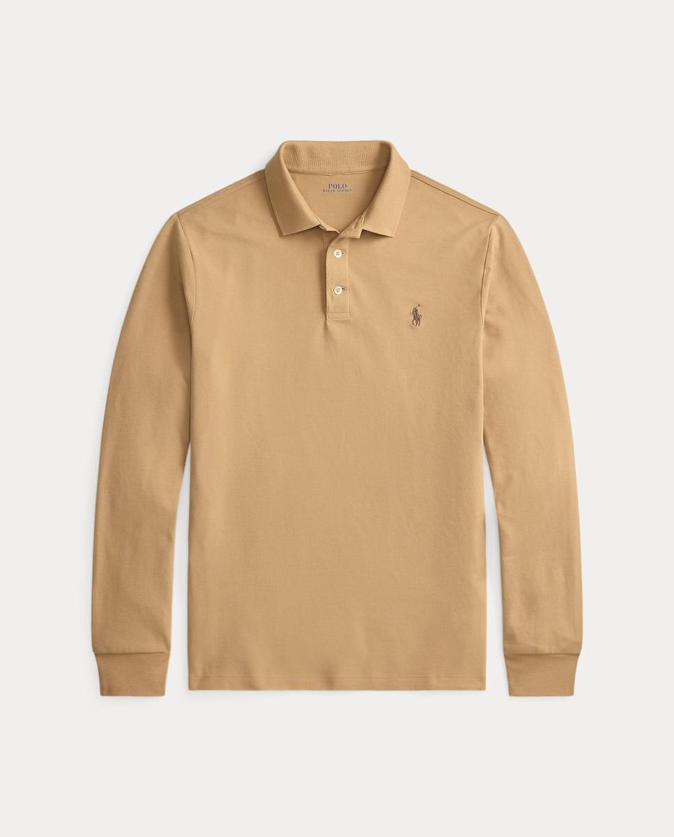 Polo Piqué Regular Fit com Manga Comprida Camel-6