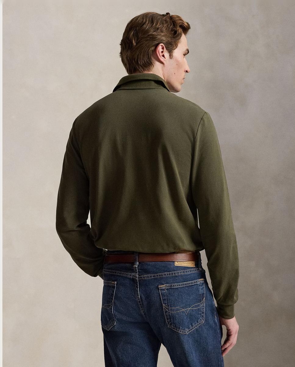 Polo Elástico Custom Slim Fit Oliva Company Verde pardo-3