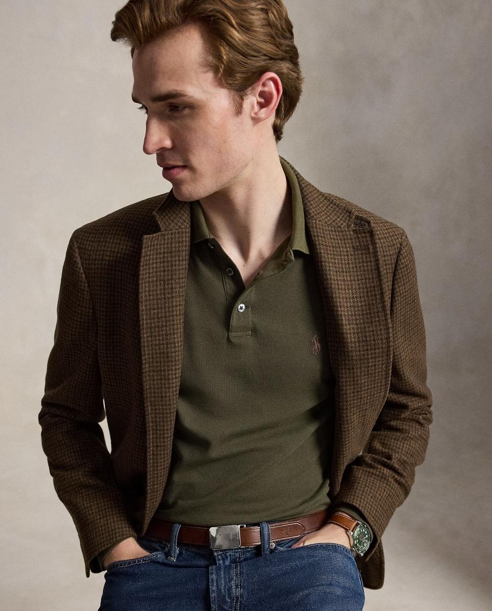 Polo Elástico Custom Slim Fit Oliva Company Verde pardo-5