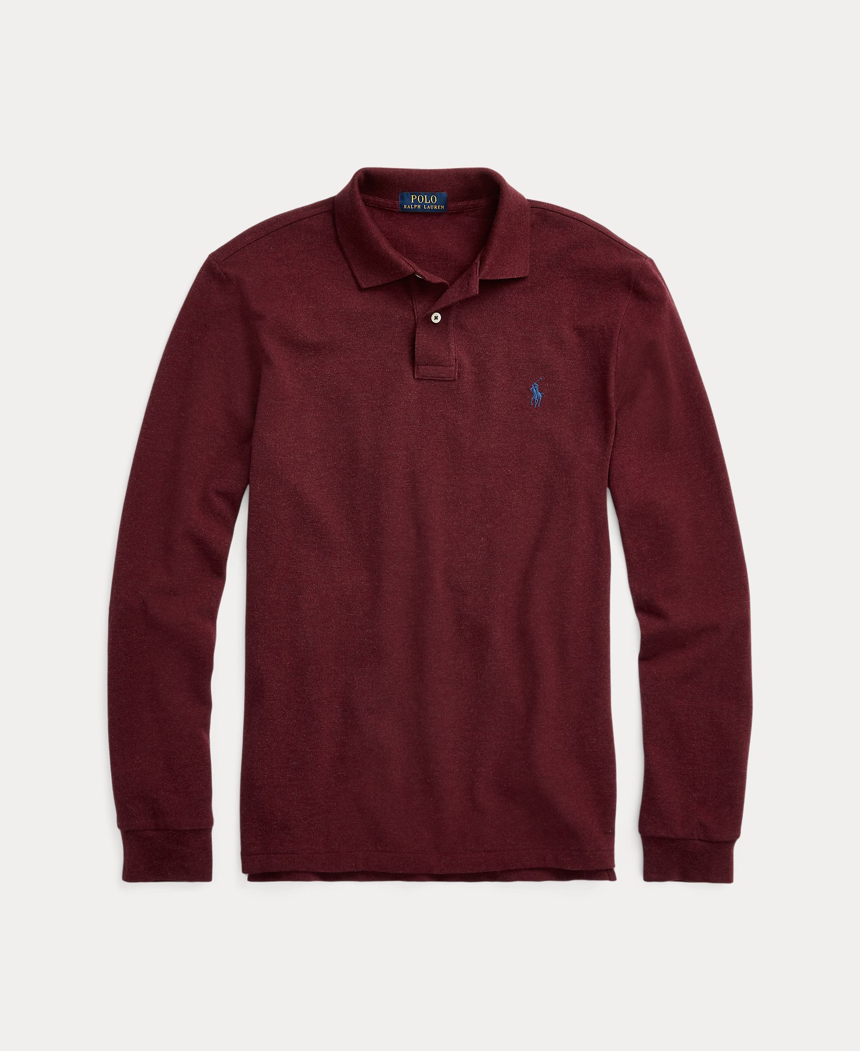 Polo Piqué Regular Fit com Manga Comprida Grená-6