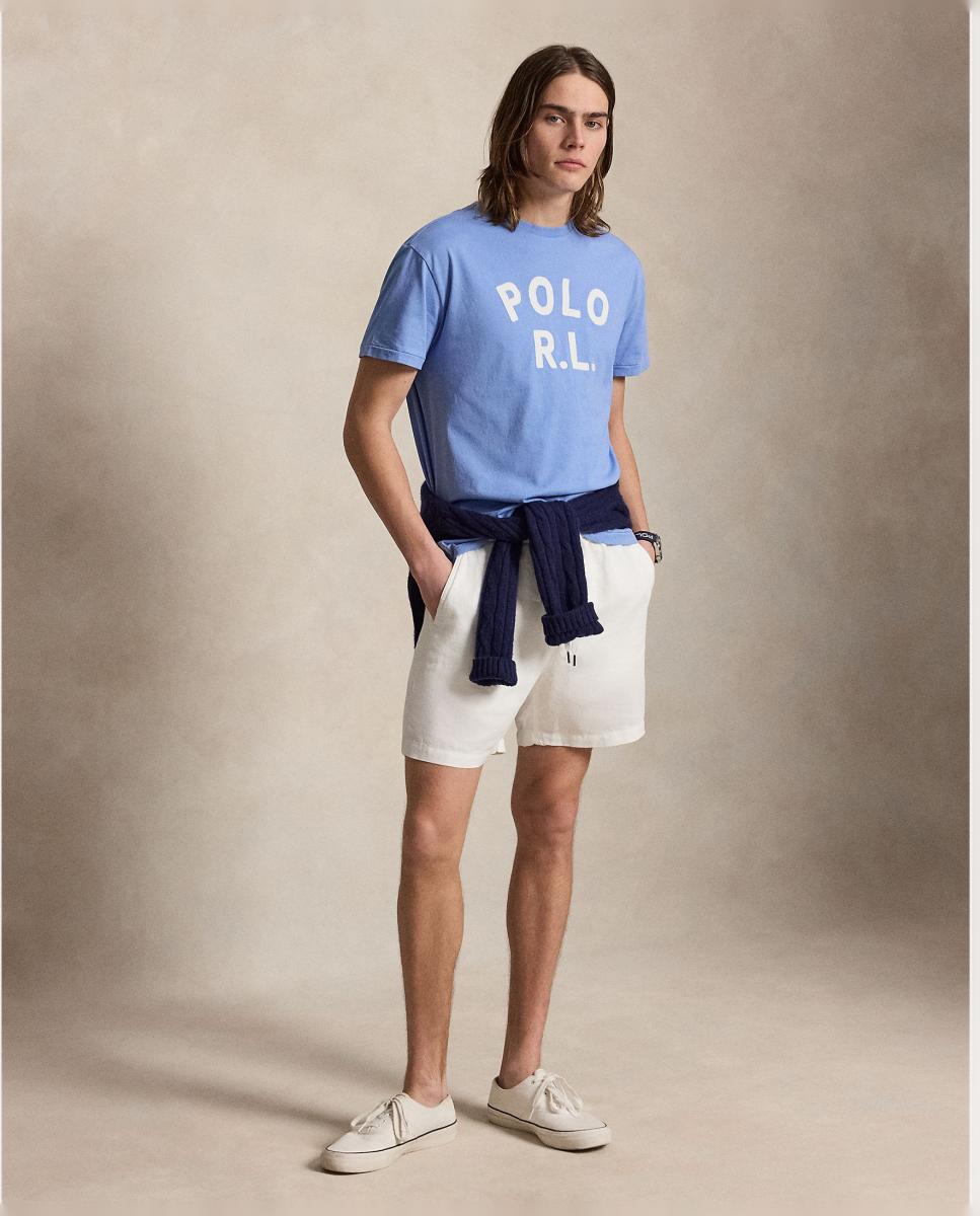 T-shirt de algodão com logótipo Azul-porcelana-6
