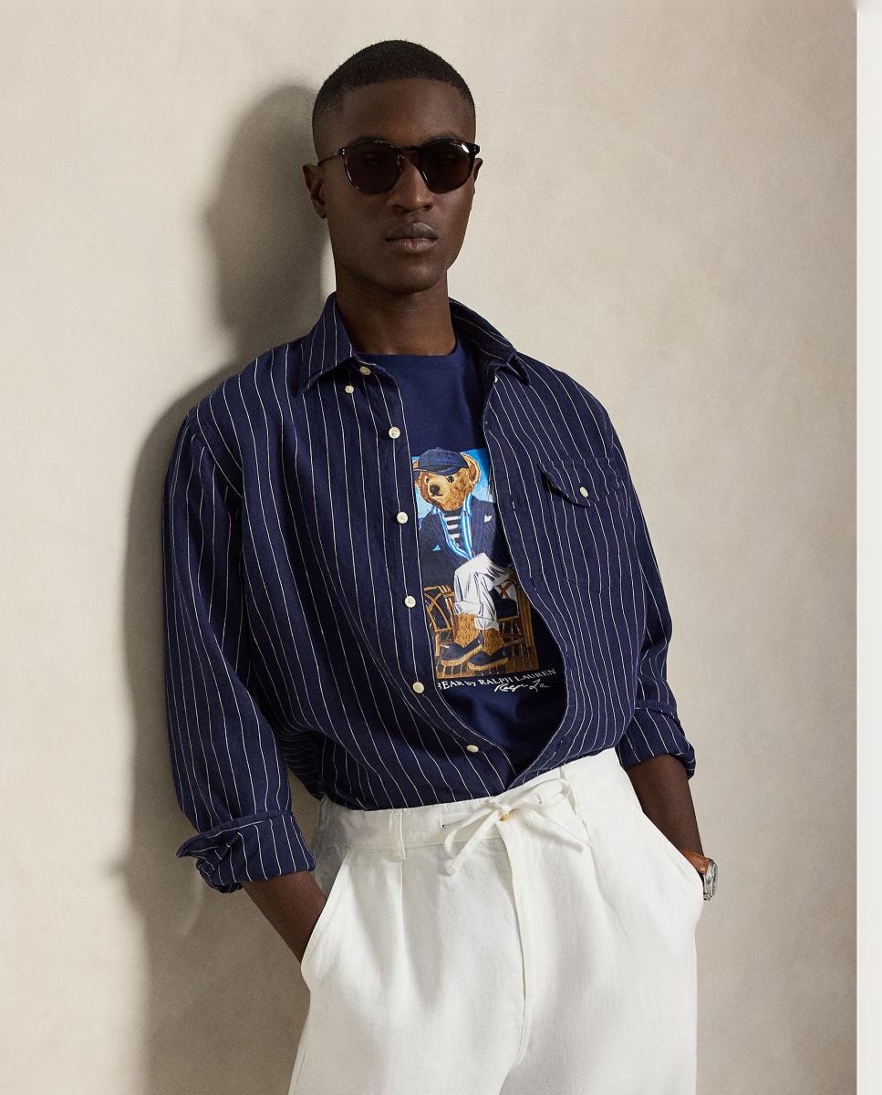 T-shirt com Polo Bear e em Algodão Azul-marinho-5