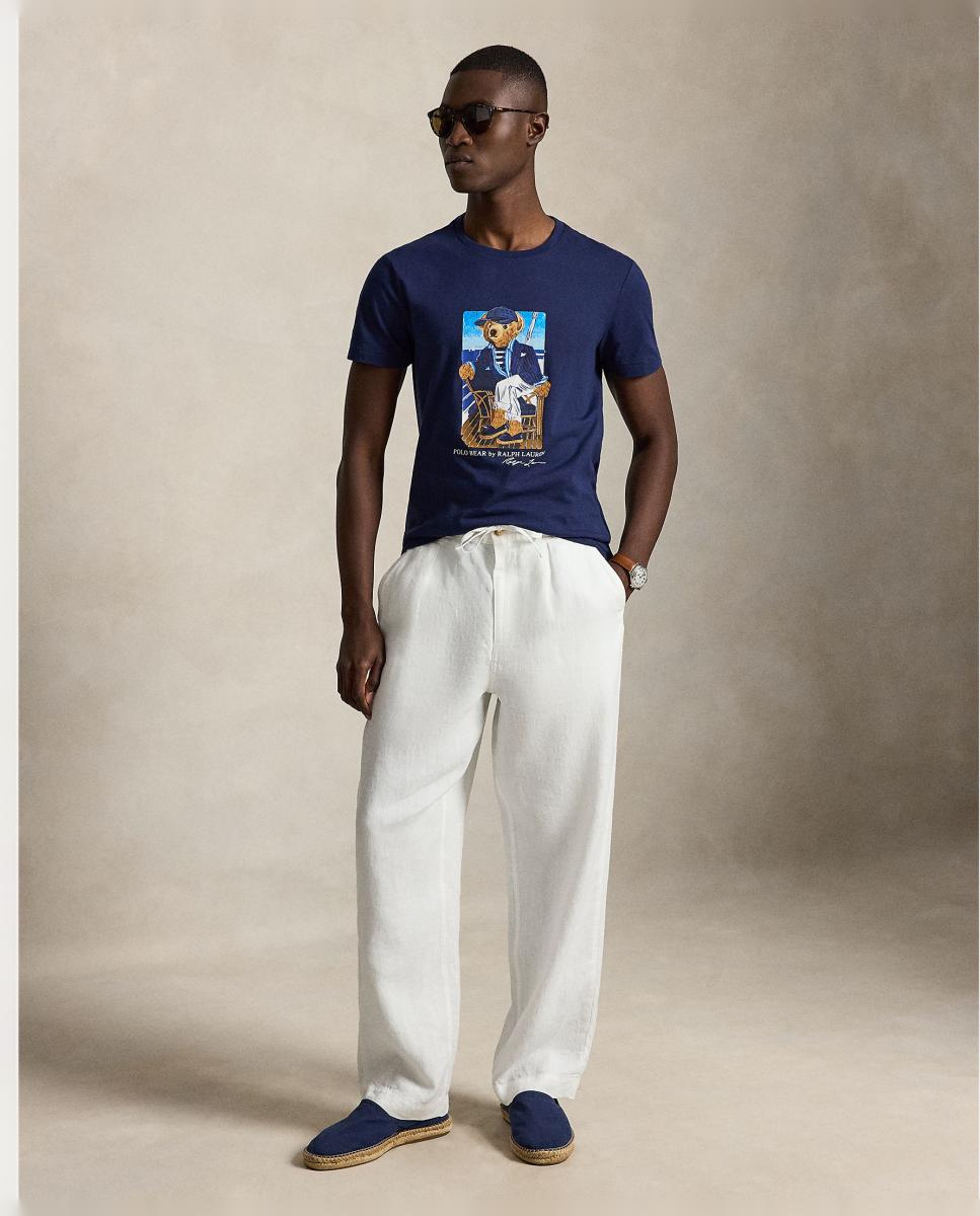 T-shirt com Polo Bear e em Algodão Azul-marinho-7