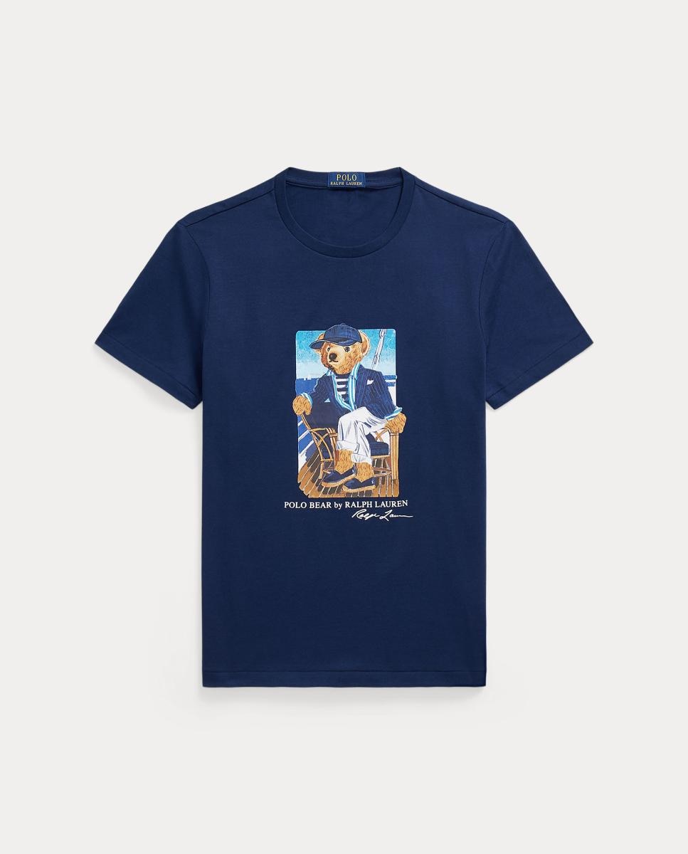 T-shirt com Polo Bear e em Algodão Azul-marinho-6