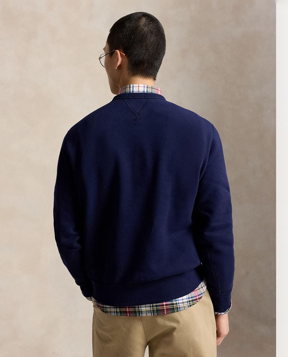 Sweatshirt de Gola Redonda com Cavalo Bordado Azul-marinho-3