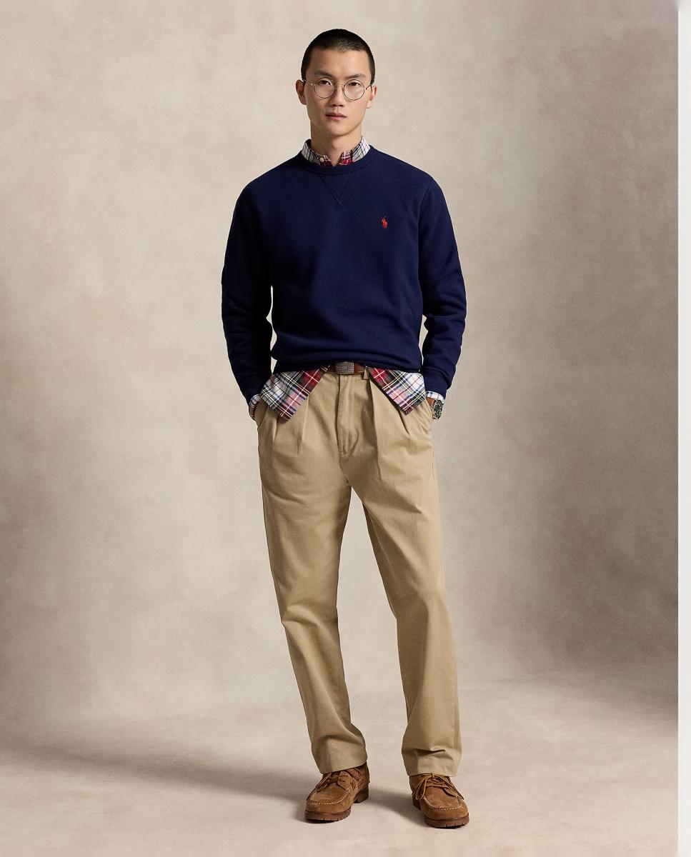 Sweatshirt de Gola Redonda com Cavalo Bordado Azul-marinho-7