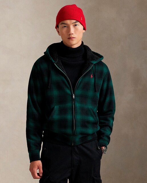 Sudadera con capucha de hombre de punto de rizo con estampado