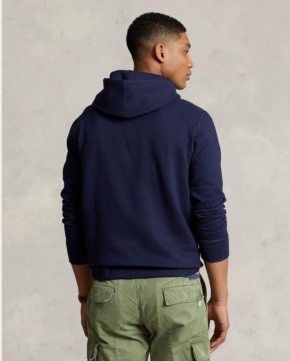 Sweatshirt com Capuz, Bolso Canguru e em Felpa Cardada Azul-marinho-3