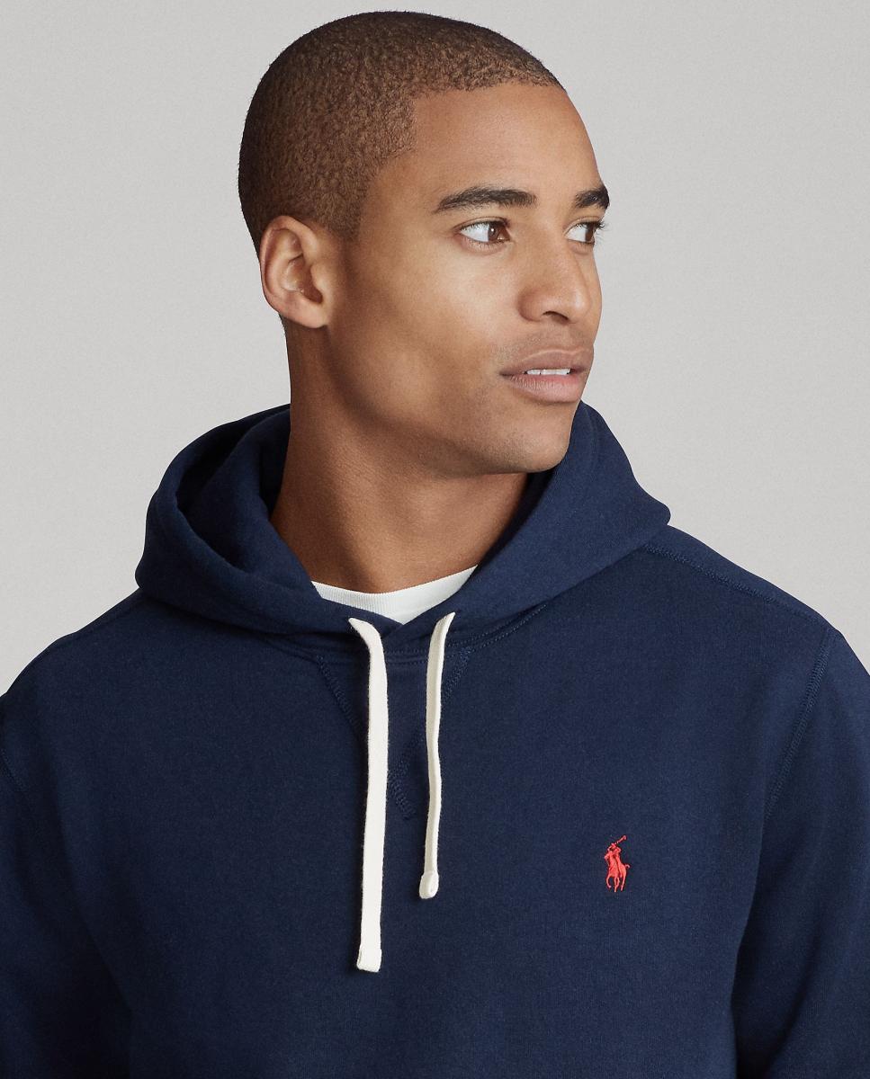 Sweatshirt com Capuz, Bolso Canguru e em Felpa Cardada Azul-marinho-4