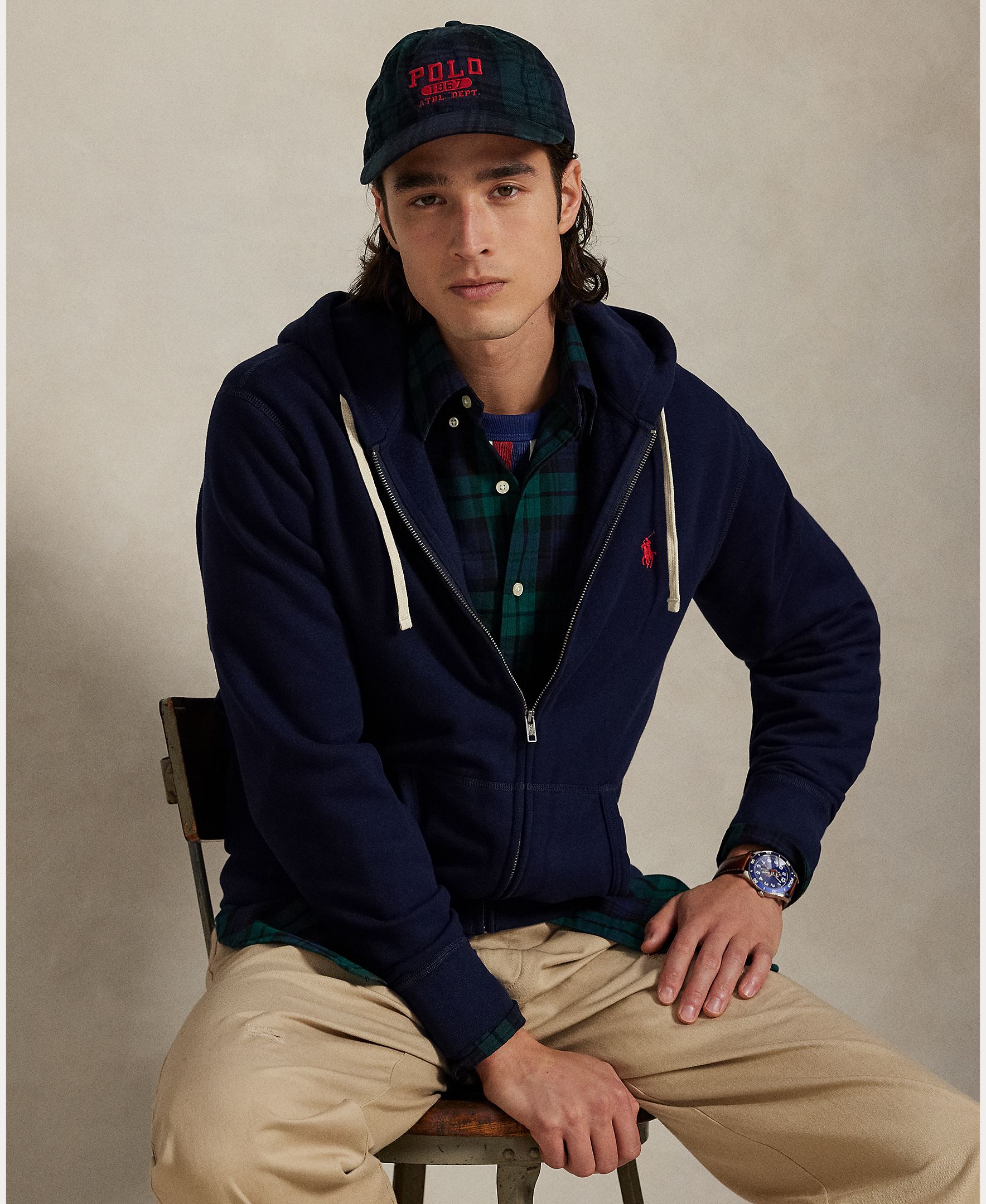 Sweatshirt com Capuz RL com Fecho de Correr Azul-marinho-5