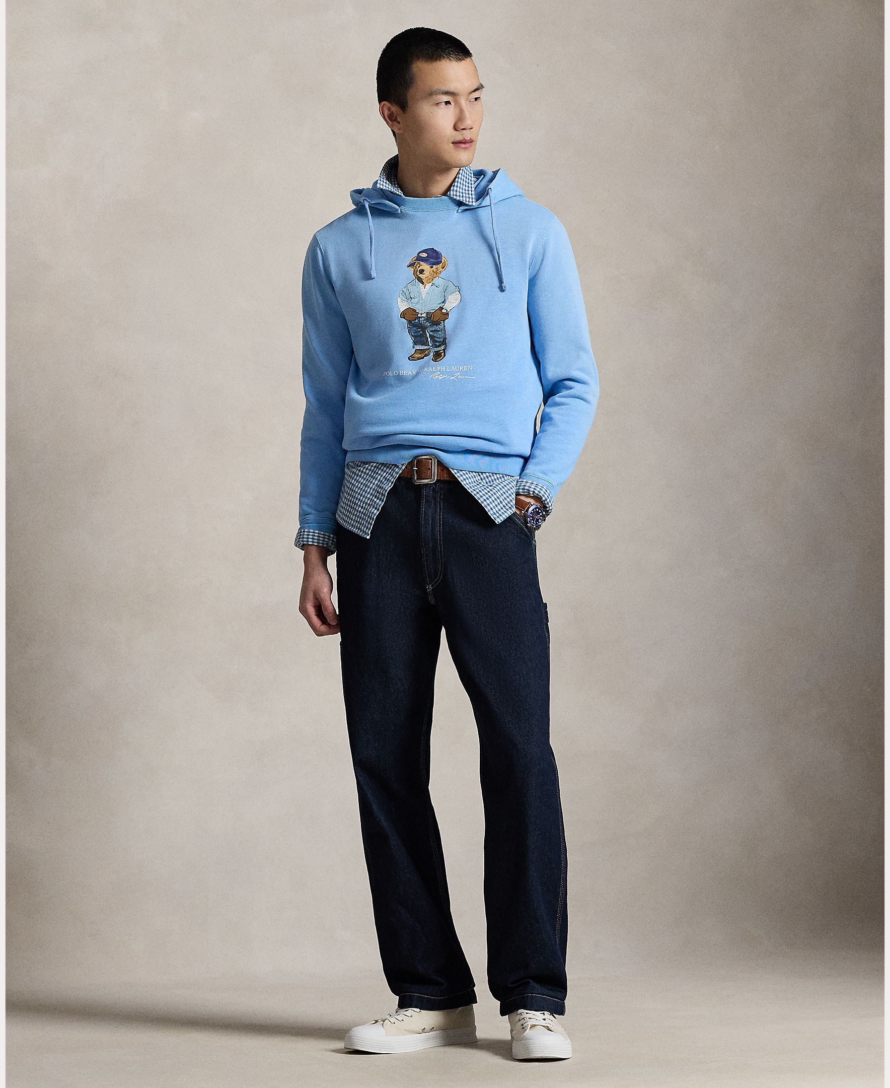 Sweatshirt de Algodão com Capuz e Polo Bear Azul-porcelana-6