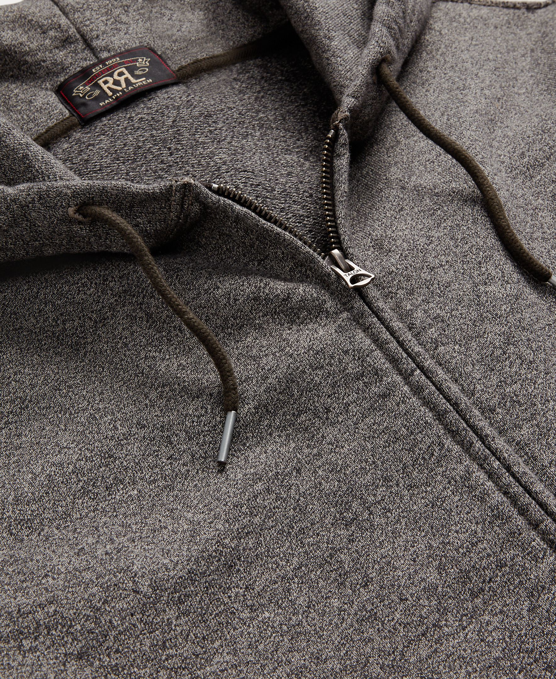 Sweatshirt com Fecho de Correr em Turco com Capuz Double RRL Cinzento-escuro-3