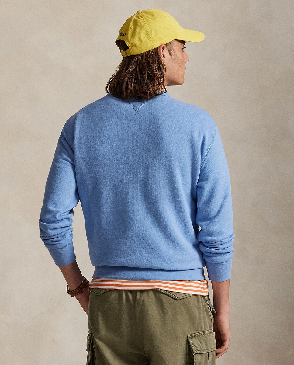 Sweatshirt de Gola Redonda com Cavalo Bordado Azul Ciano-2