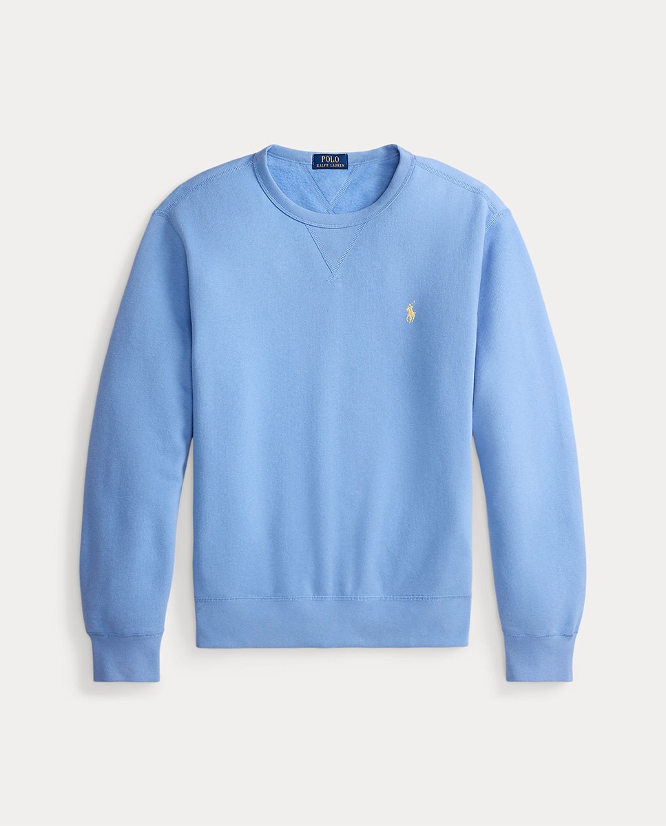Sweatshirt de Gola Redonda com Cavalo Bordado Azul Ciano-4