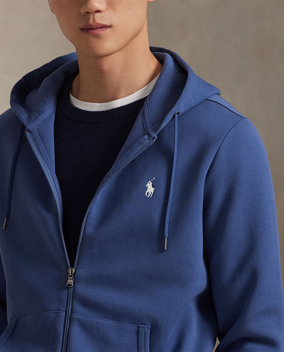 Sweatshirt com Capuz e Fecho de Correr Azul Luminoso-4