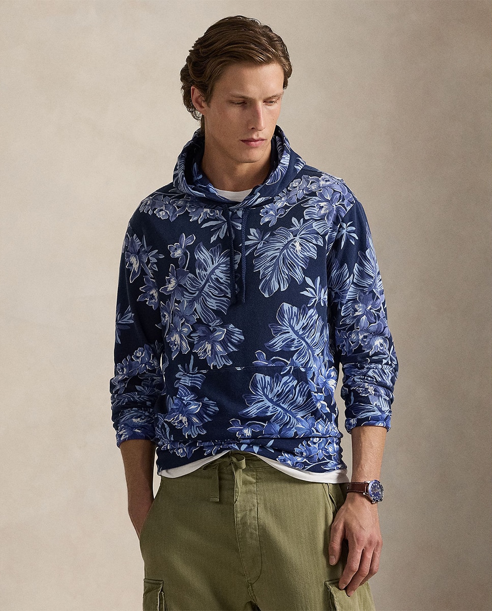 Sweatshirt de Tecido Turco com Capuz e Estampado Azul claro / azul marinho-1