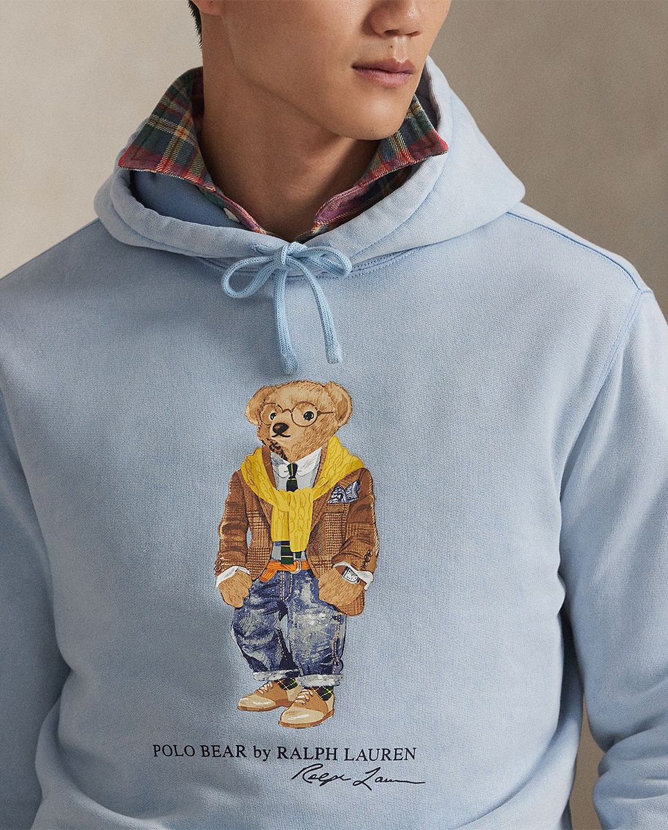 Sweatshirt de Felpa Tingida com Capuz Azul-claro-3