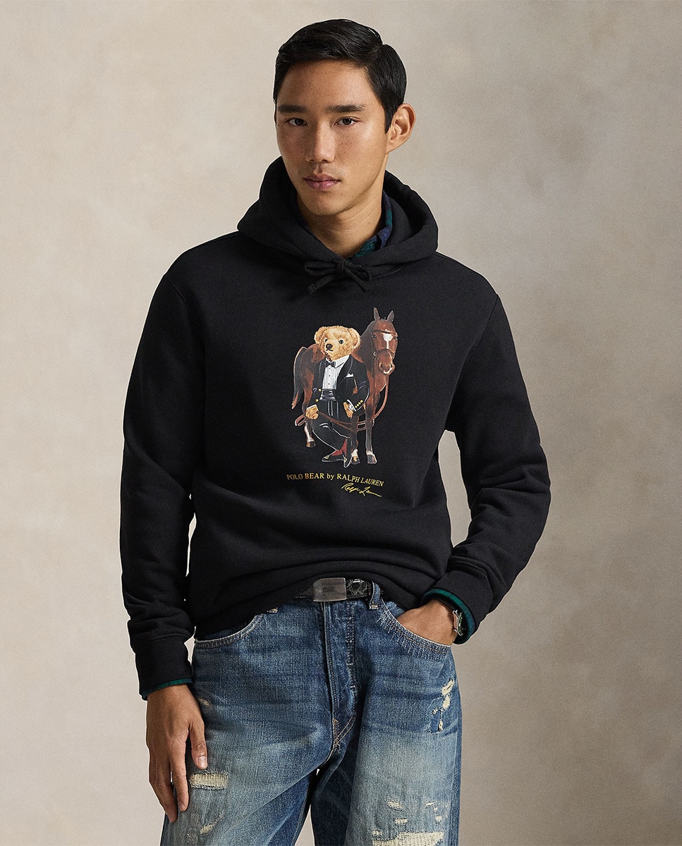 Sweatshirt com Capuz e Polo Bear Preto-1