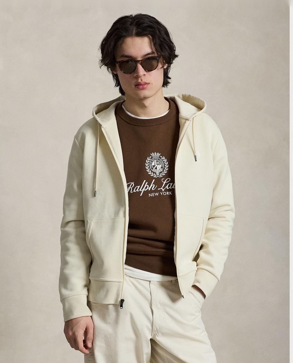 Sudadera de hombre oscuro Sport Jaspeado con cremallera - Polo Ralph Lauren - Crema Crema-1