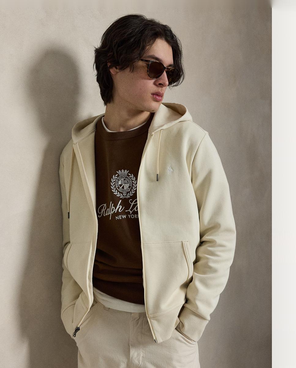 Sudadera de hombre oscuro Sport Jaspeado con cremallera - Polo Ralph Lauren - Crema Crema-5