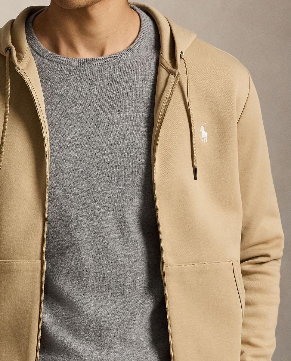 Sweatshirt com Capuz e Fecho de Correr Camel-4