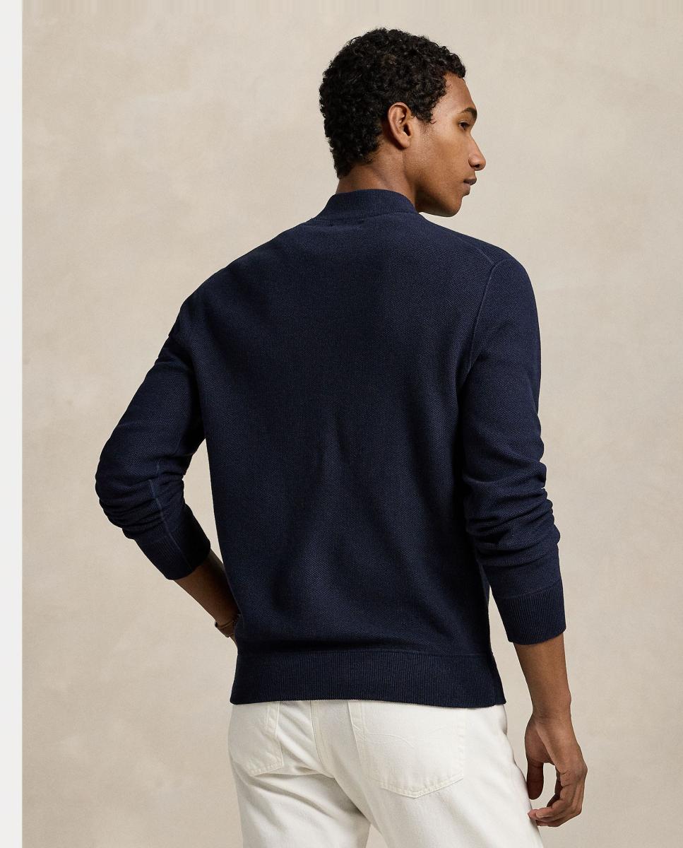 Cardigan de Algodão com Fecho de Correr Azul-marinho-3
