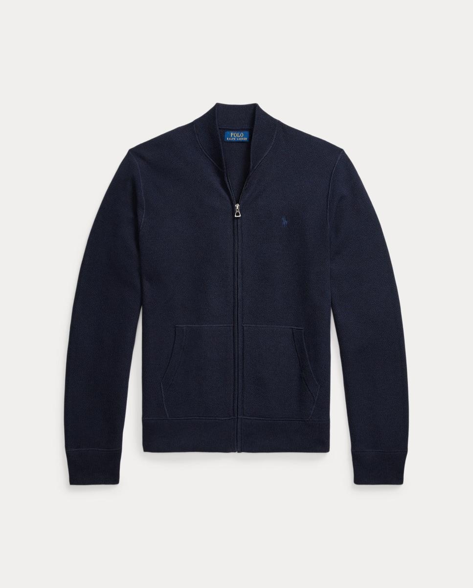 Cardigan de Algodão com Fecho de Correr Azul-marinho-5