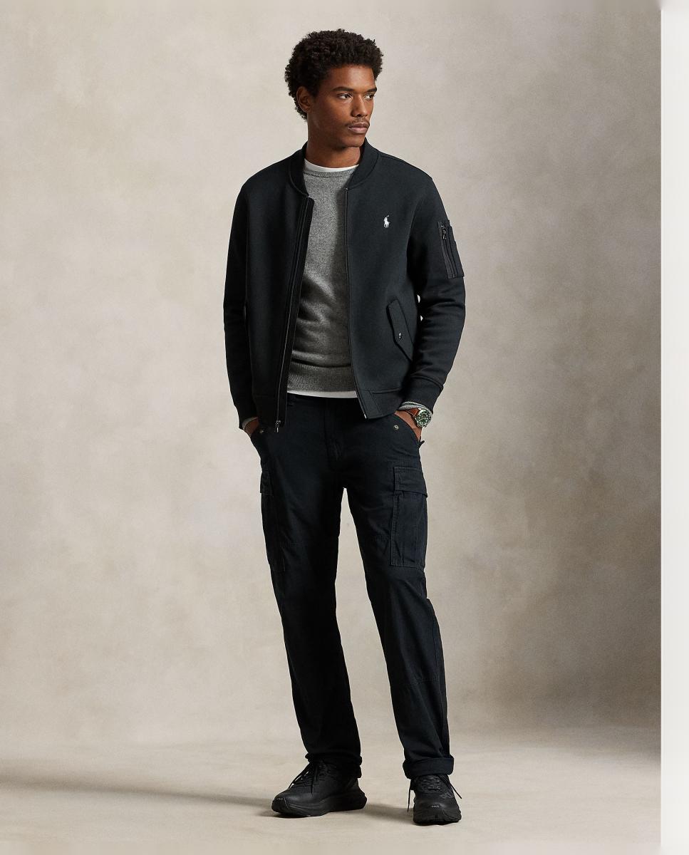 Sweatshirt Tipo Blusão Bomber de Malha Dupla com Meia Gola Preto-6