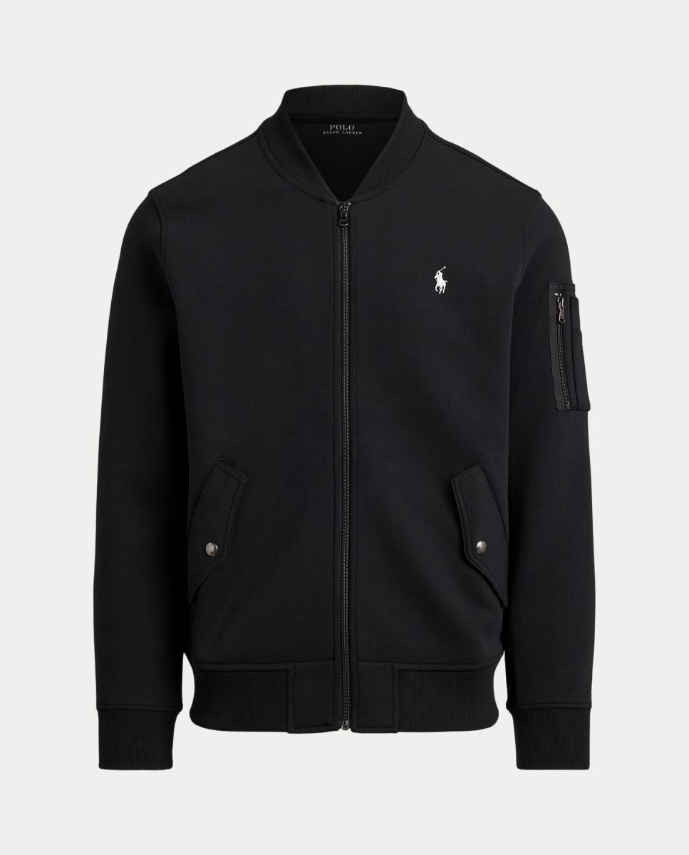 Sweatshirt Tipo Blusão Bomber de Malha Dupla com Meia Gola Preto-5