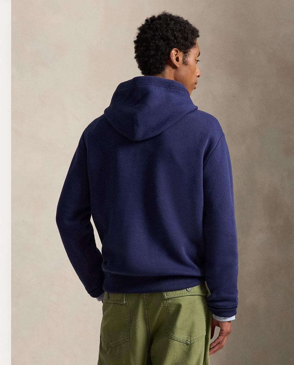 Sweatshirt com Capuz, Bolso Canguru e Logótipo Azul-marinho-3