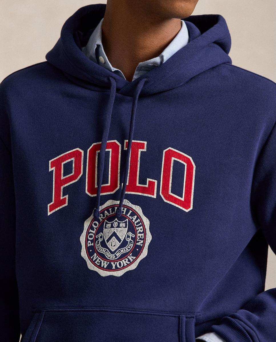 Sweatshirt com Capuz, Bolso Canguru e Logótipo Azul-marinho-4
