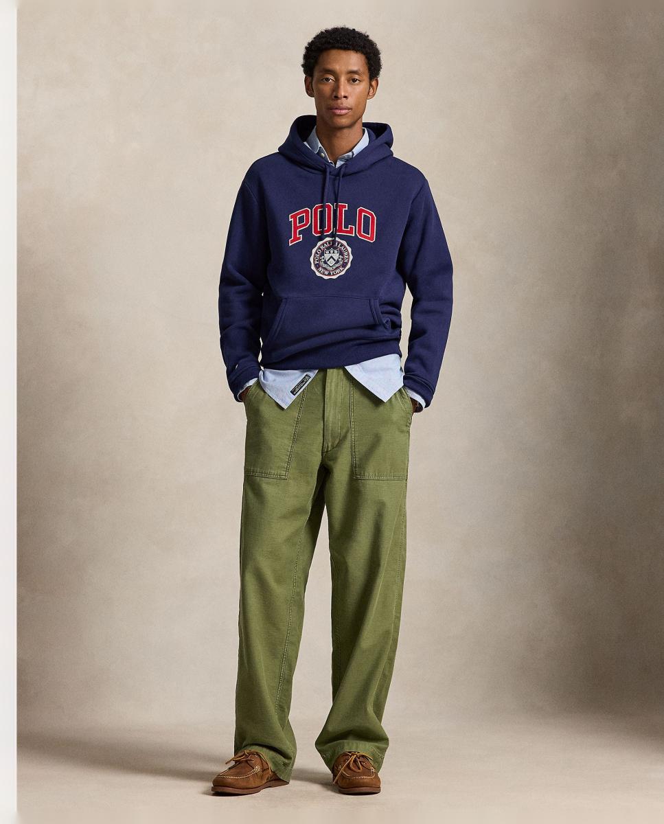 Sweatshirt com Capuz, Bolso Canguru e Logótipo Azul-marinho-6