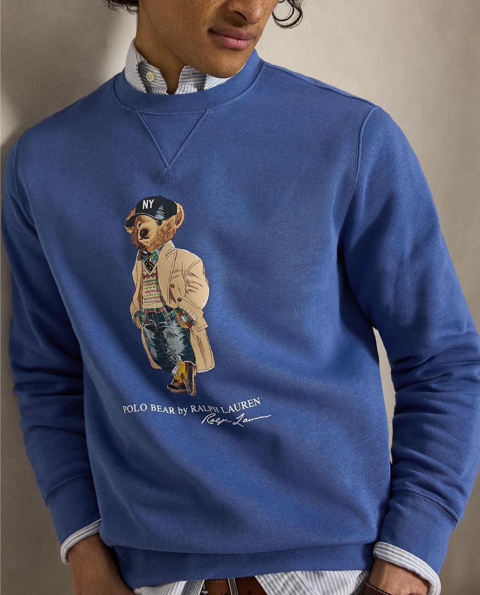 Sweatshirt de Algodão com Polo Bear Azul-porcelana-4