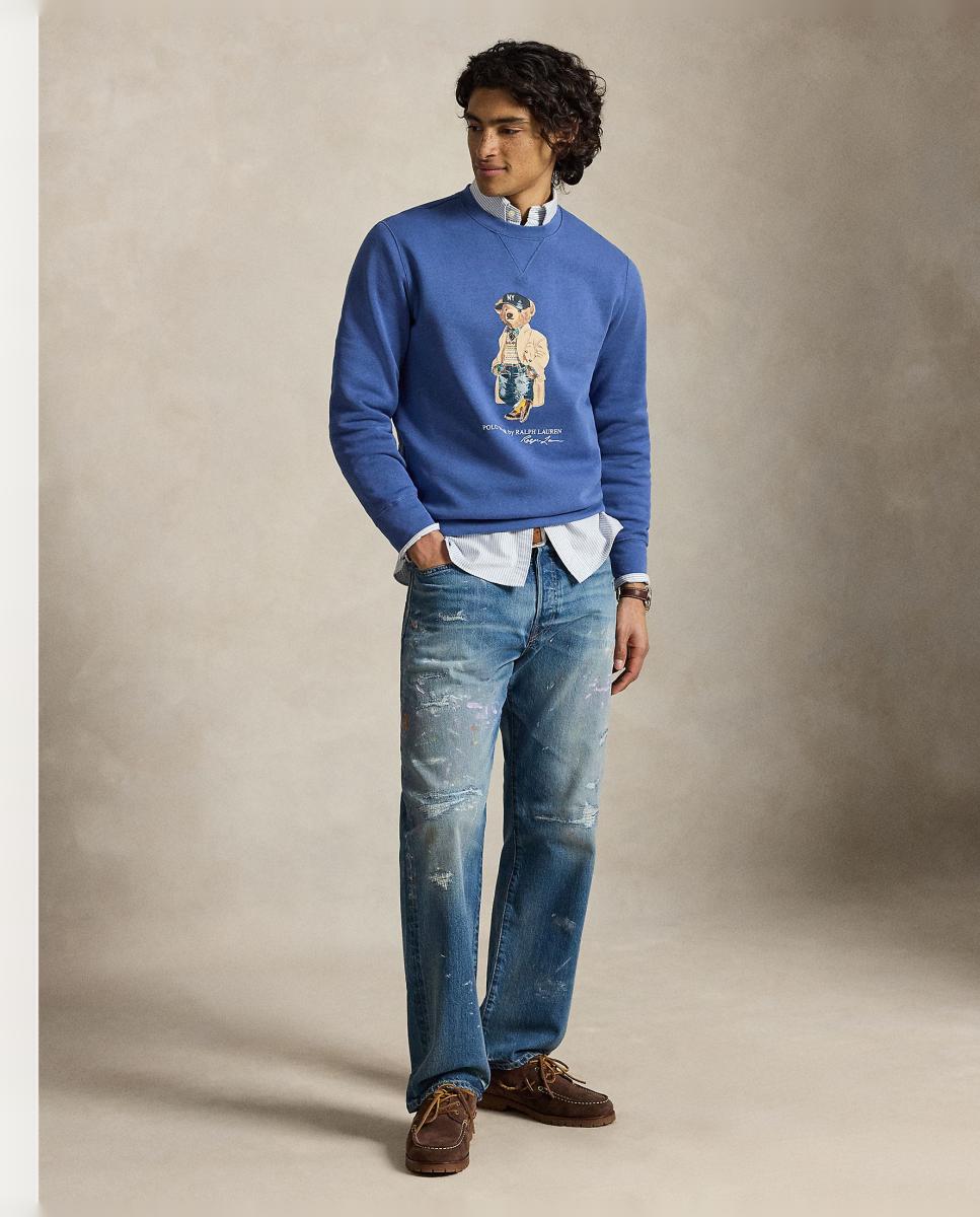 Sweatshirt de Algodão com Polo Bear Azul-porcelana-7