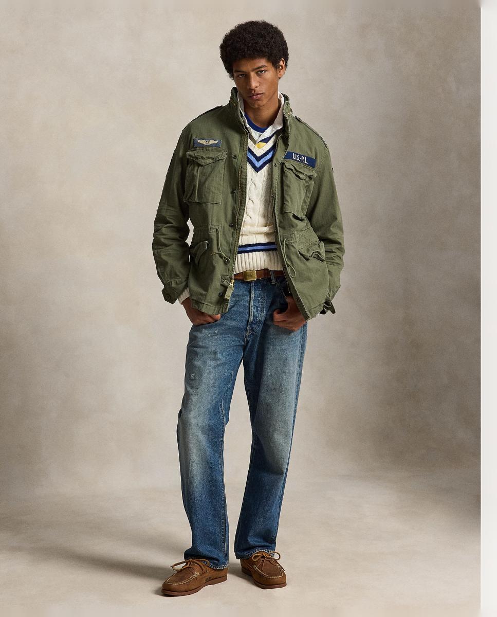 Parka de Algodão com Remendos Verde-militar-1