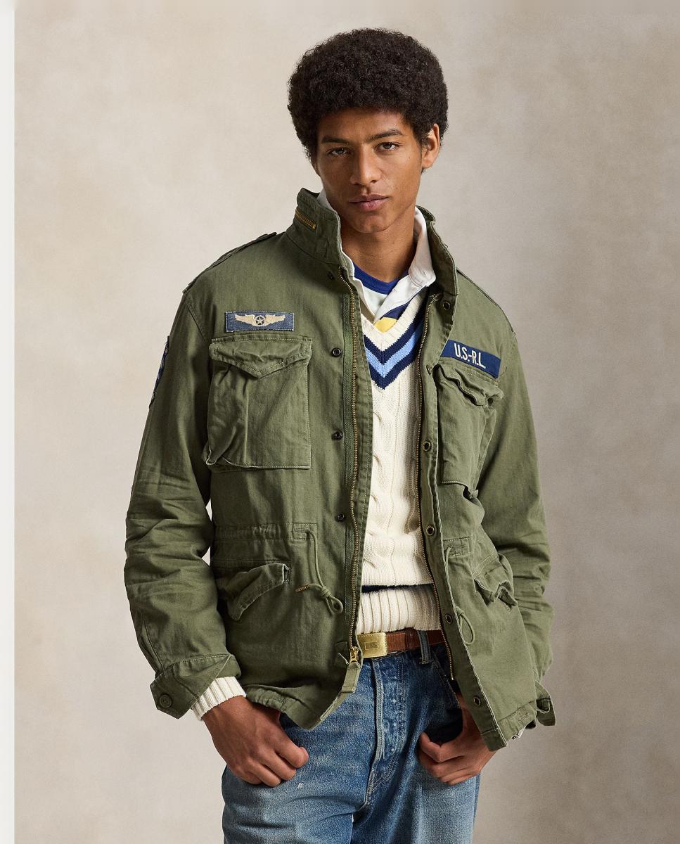 Parka de Algodão com Remendos Verde-militar-3