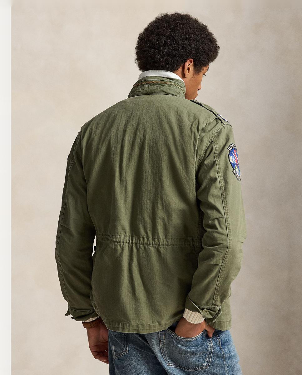 Parka de Algodão com Remendos Verde-militar-4