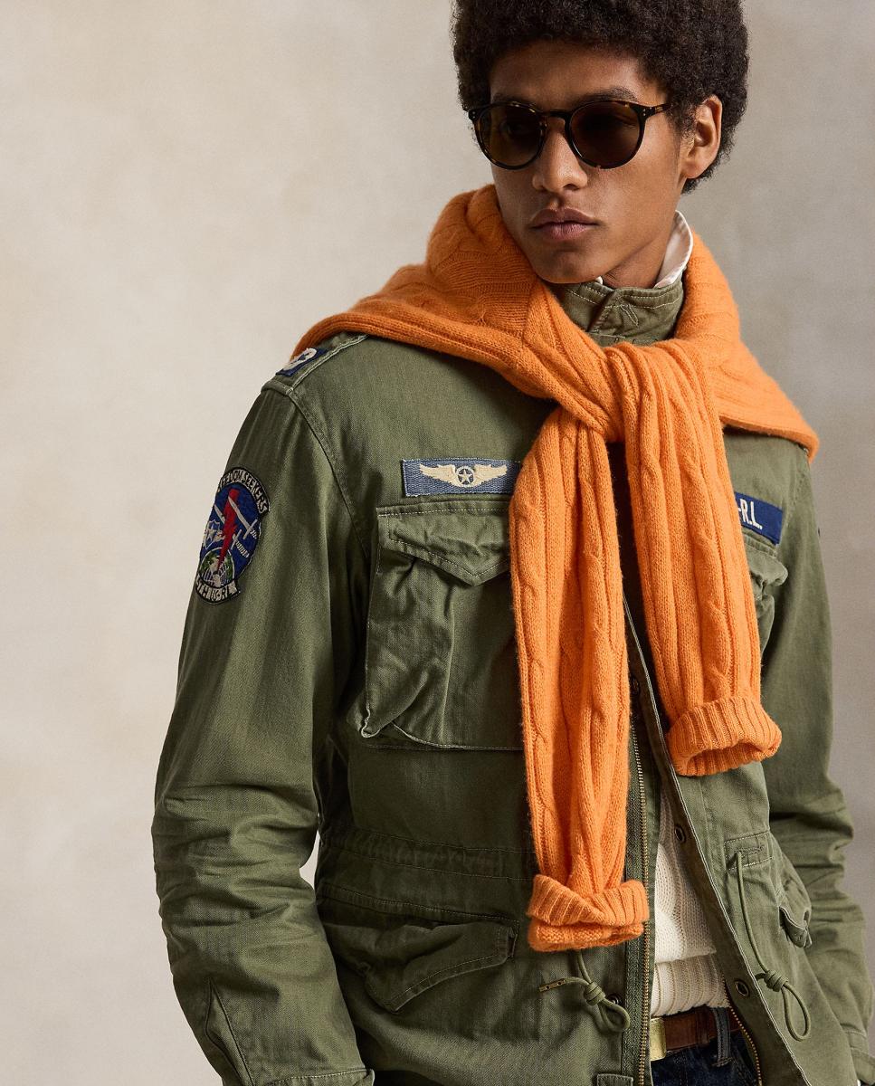 Parka de Algodão com Remendos Verde-militar-5