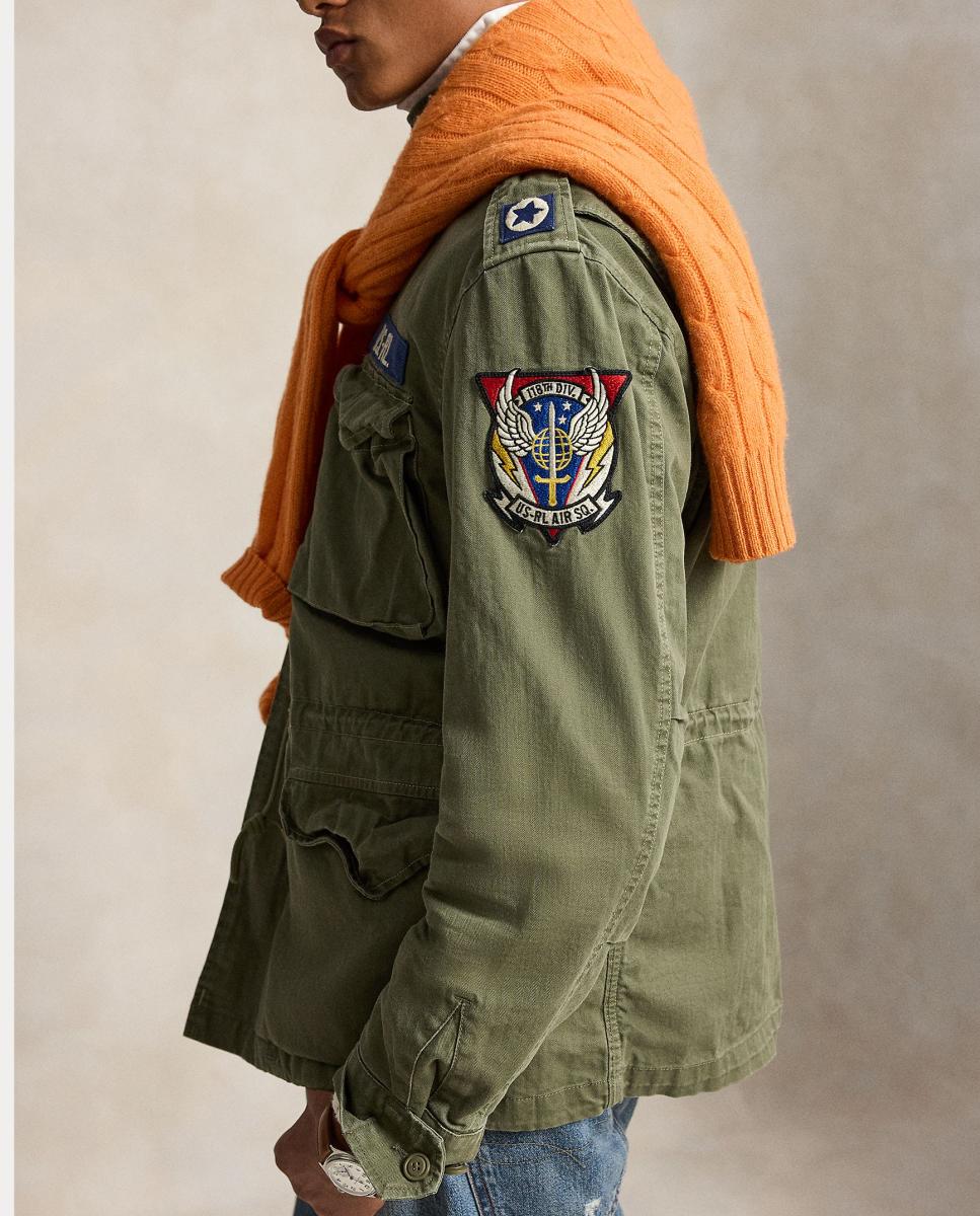 Parka de Algodão com Remendos Verde-militar-6