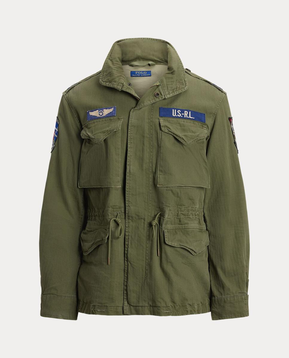 Parka de Algodão com Remendos Verde-militar-8