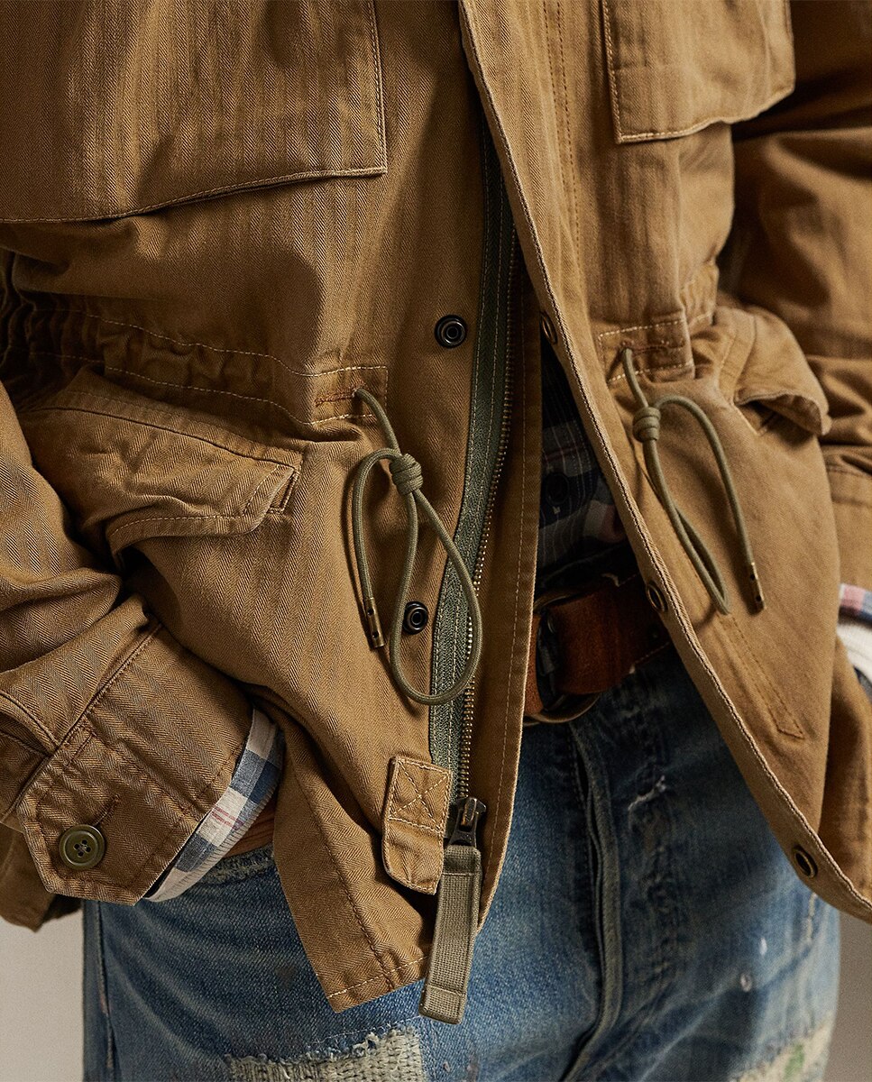 Parka de Algodão com Remendos Castanho-4