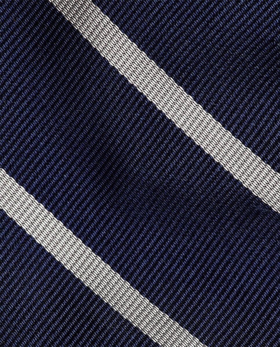 Gravata de Seda Repp às Riscas Cinzento-3