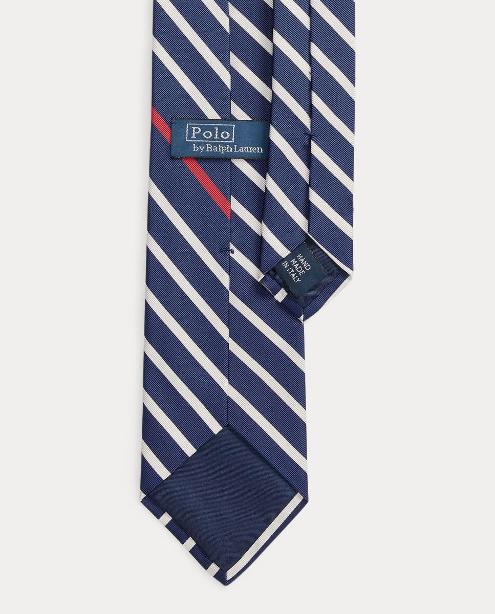 Gravata de Seda Repp às Riscas Azul-marinho-2