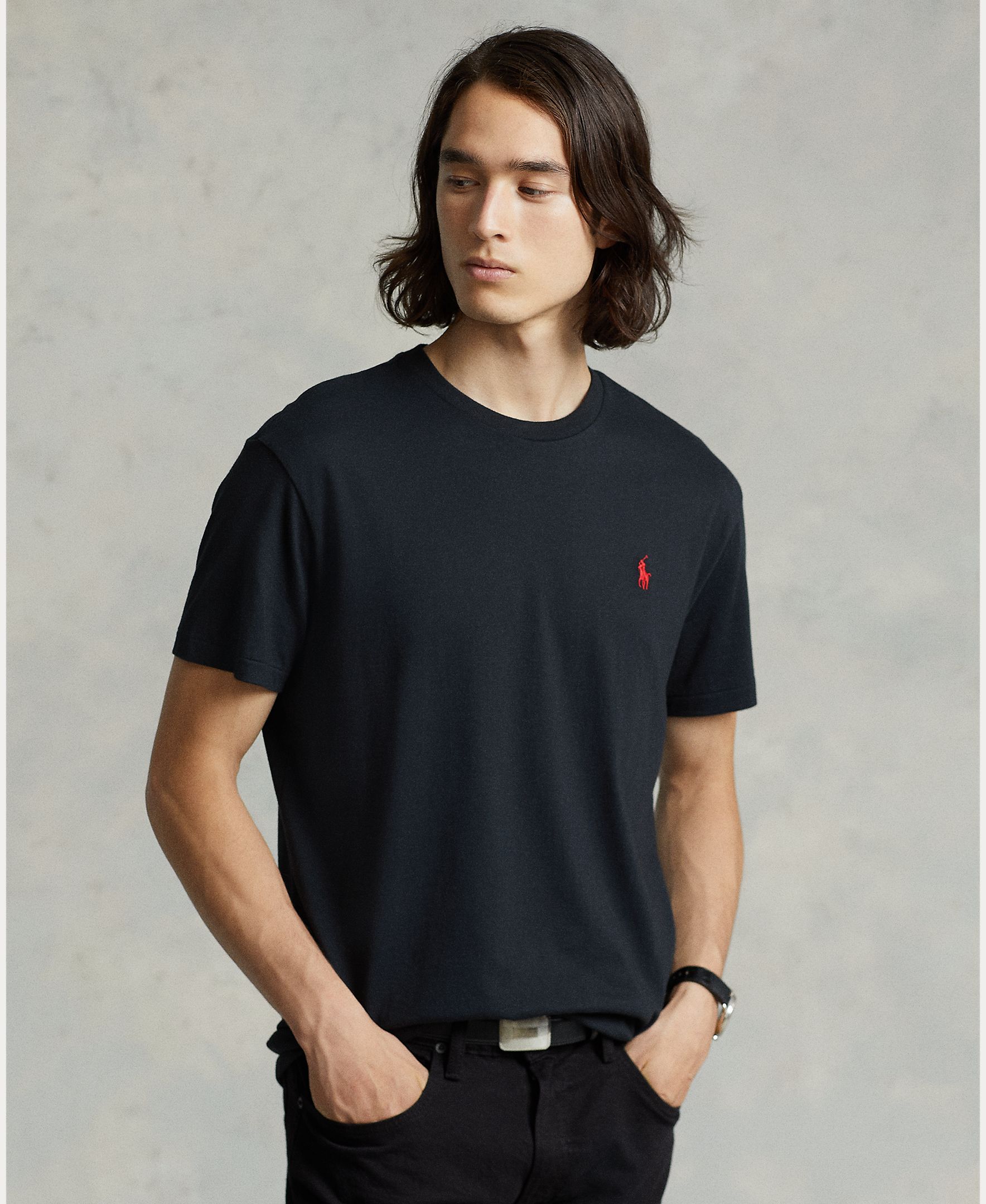 T-shirt com Logótipo Bordado e em Algodão Preto-1