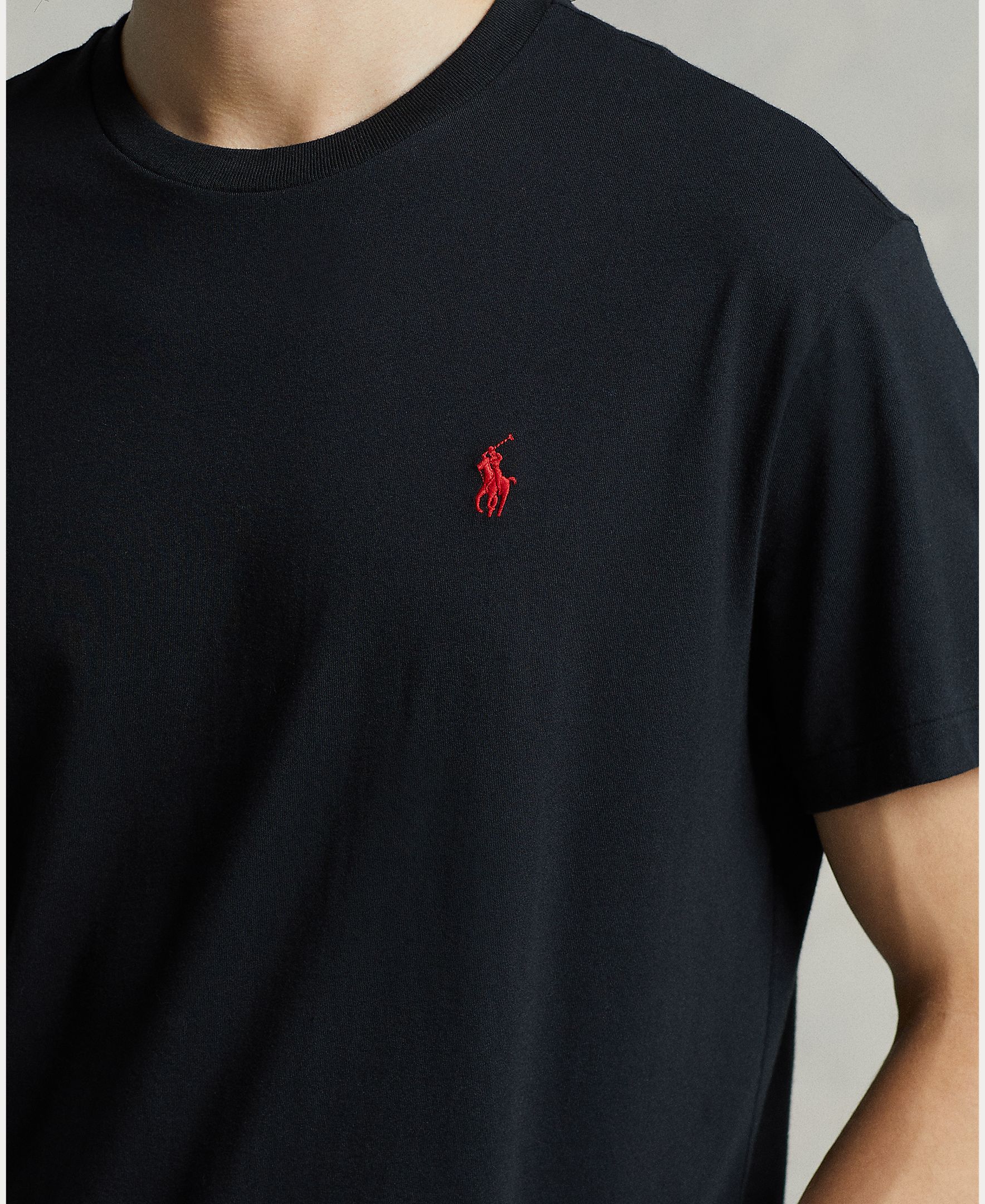 T-shirt com Logótipo Bordado e em Algodão Preto-4